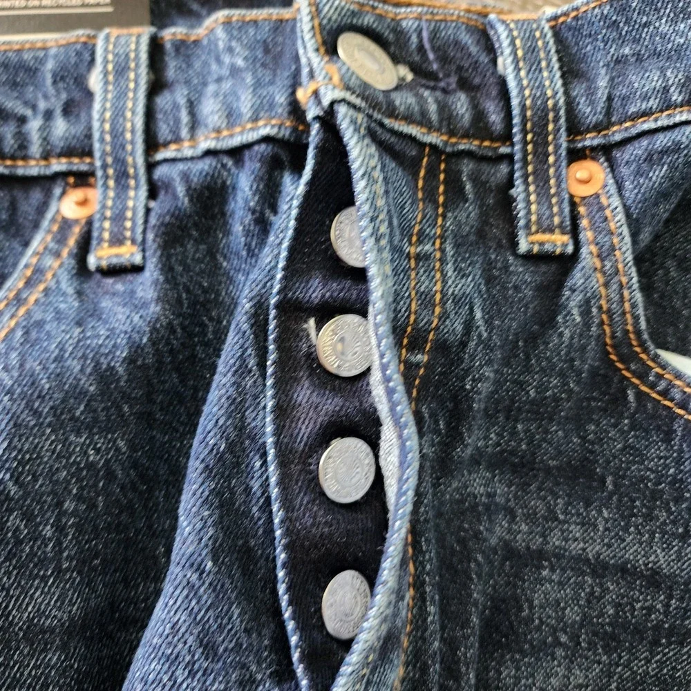 Levi's Premium 501 Original High Rise Straight Leg Jeans Dark Wash W25 L32